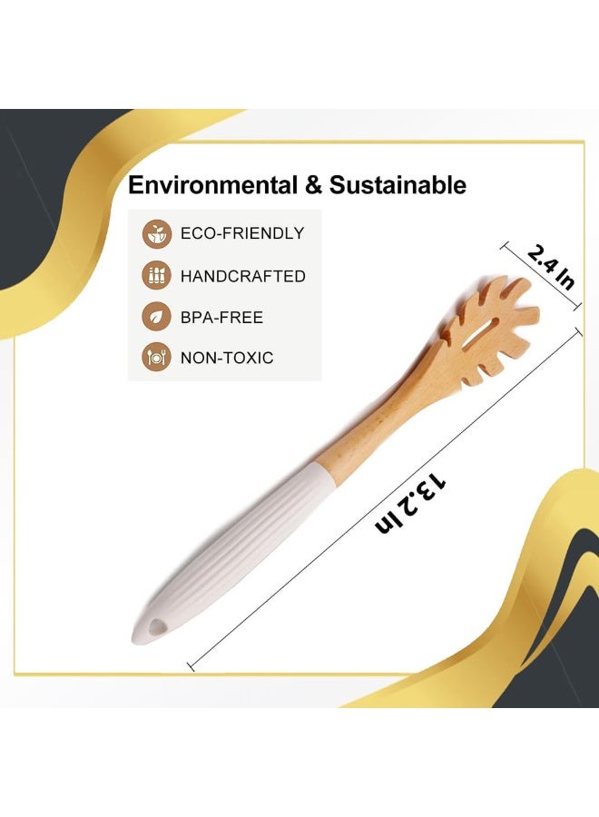 13.2 Inch Bamboo Spaghetti Fork – Natural Wooden Pasta Spoon for Serving Noodles, Spaghetti, Salad & Cooking, Eco-Friendly Kitchen Utensil - Image 4