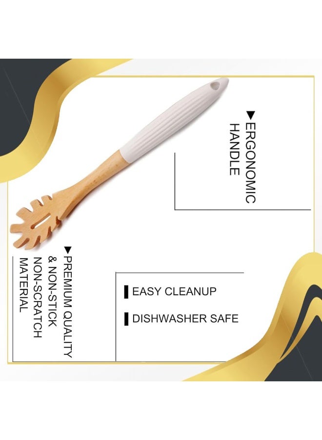 13.2 Inch Bamboo Spaghetti Fork – Natural Wooden Pasta Spoon for Serving Noodles, Spaghetti, Salad & Cooking, Eco-Friendly Kitchen Utensil - Image 2