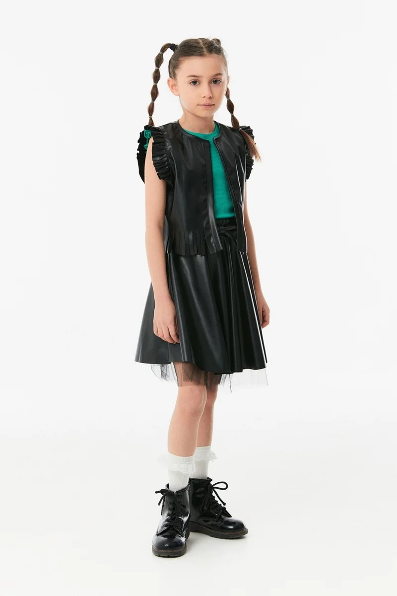 FullaModa Faux Leather Girls' Vest
