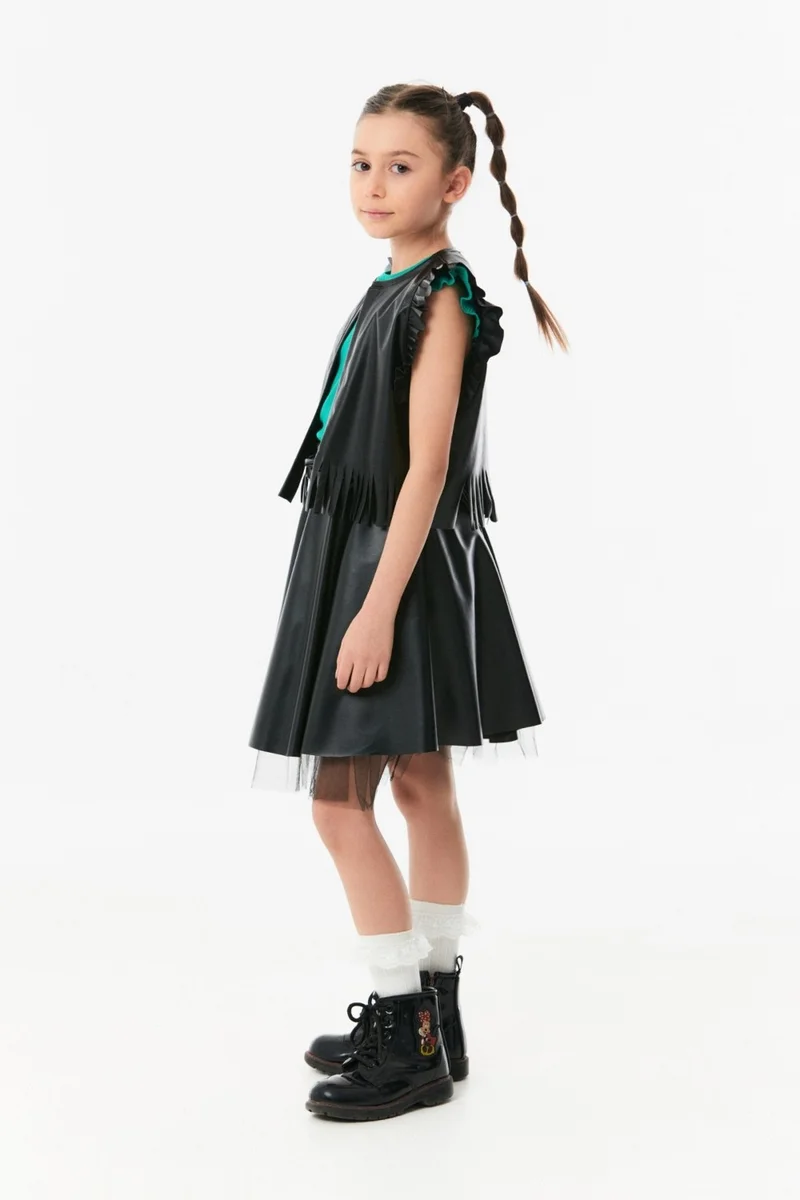 FullaModa Faux Leather Girls' Vest