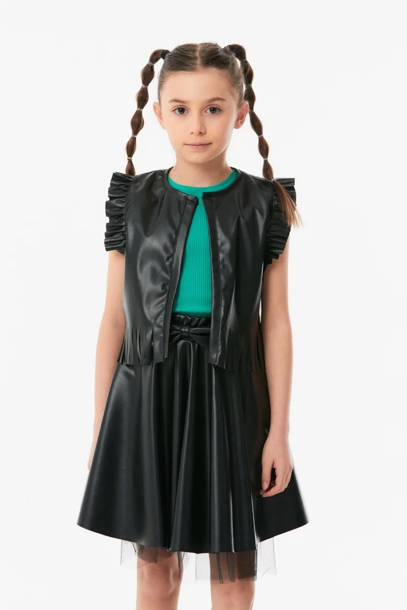 FullaModa Faux Leather Girls' Vest