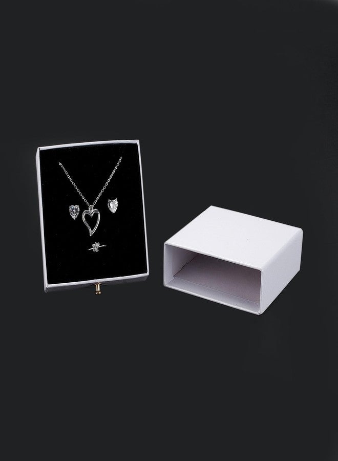 Ipotkitt 10 Set White Square Paper Drawer Jewelry Set Boxes with Brass Rivet Jewelry Display Storage Box for Earrings Ring Necklace Bracelets Gifts Packaging - Image 3