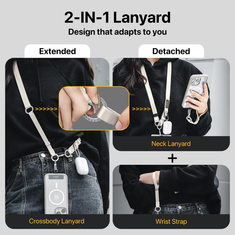 MAGEASY 2-in-1 Phone Lanyard Crossbody & Wrist Strap with Tether Tab & Belt Clip, Adjustable Phone Strap, Hands-Free Anti-Drop Travel Phone Leash for iPhone & Android (Black) - Image 3
