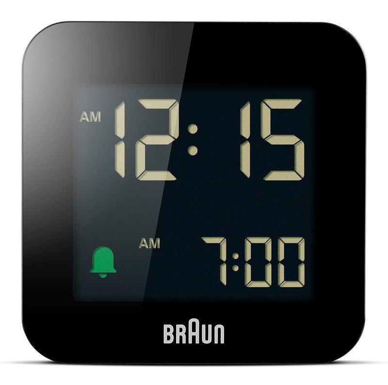 Braun Digital Travel Alarm Clock with Snooze Compact Size Negative LCD Display Quick Set Crescendo Beep Alarm in Black Model BC08B 1Pack - Image 1