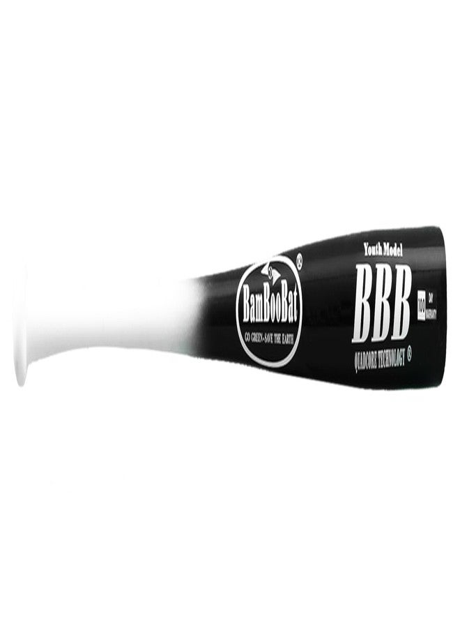 BamBooBat by Pinnacle Sports Equipment INC. Youth Durable Bamboo Baseball Bat for Players Aging 5-13 Years Old, White Handle/Black Barrel, 29 Inch (YHWBB29) - Image 1