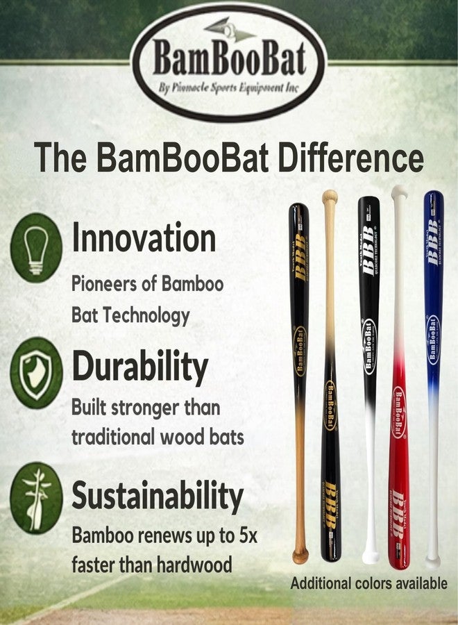 BamBooBat by Pinnacle Sports Equipment INC. Youth Durable Bamboo Baseball Bat for Players Aging 5-13 Years Old, White Handle/Black Barrel, 29 Inch (YHWBB29) - Image 4