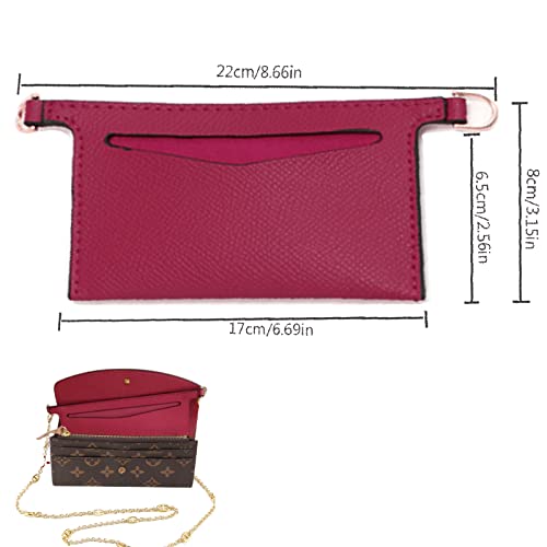 Lckaey Purse accessories kit for emilie wallet inner bag and shoulder strap with Dring insert Y001Fuchsia - Image 3