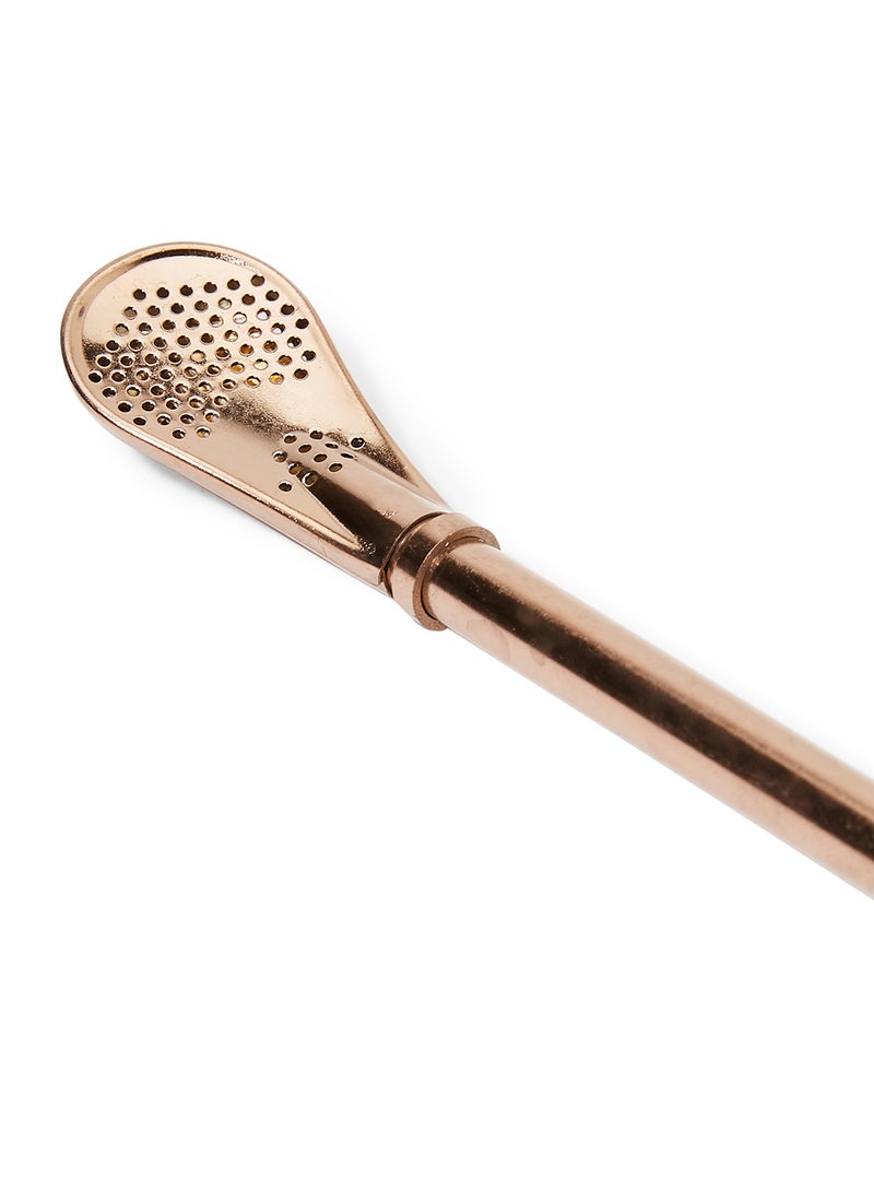 Stainless Steel Filter Straw Spoon Rose Gold 17.7x2cm - Image 2
