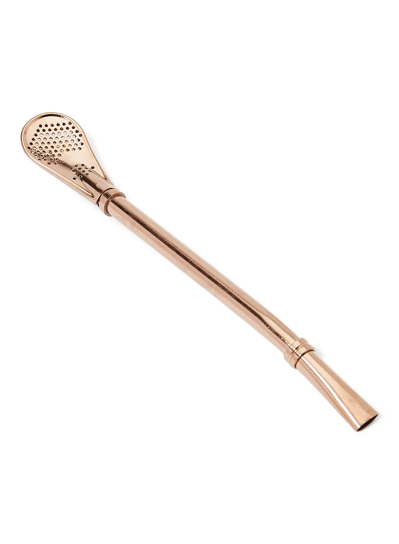 Stainless Steel Filter Straw Spoon Rose Gold 17.7x2cm - Image 1