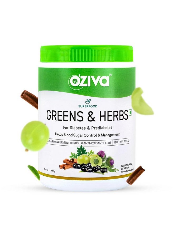 OZiva For Diabetes - OZiva Superfood Greens & Herbs for Diabetes and Prediabetes Powder, 200g| OZiva Greens & Herbs for Sugar Control and Diabetes Management (with Moringa, Milk Thistle, and Fenugreek) - Image 1