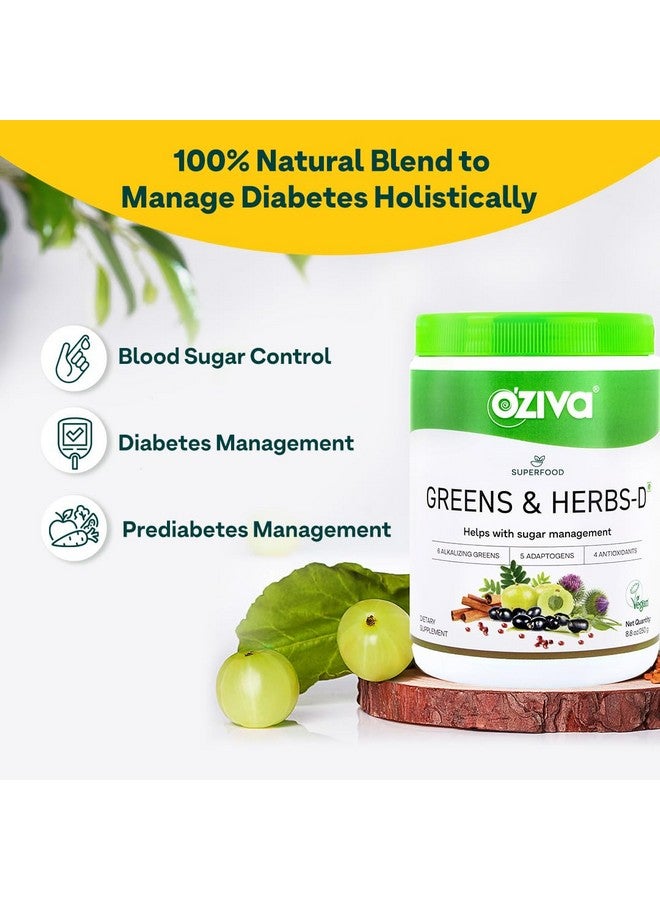 OZiva For Diabetes - OZiva Superfood Greens & Herbs for Diabetes and Prediabetes Powder, 200g| OZiva Greens & Herbs for Sugar Control and Diabetes Management (with Moringa, Milk Thistle, and Fenugreek) - Image 2