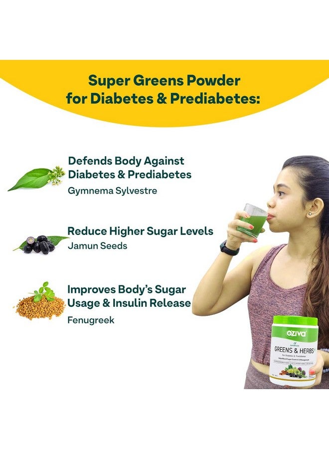 OZiva For Diabetes - OZiva Superfood Greens & Herbs for Diabetes and Prediabetes Powder, 200g| OZiva Greens & Herbs for Sugar Control and Diabetes Management (with Moringa, Milk Thistle, and Fenugreek) - Image 3