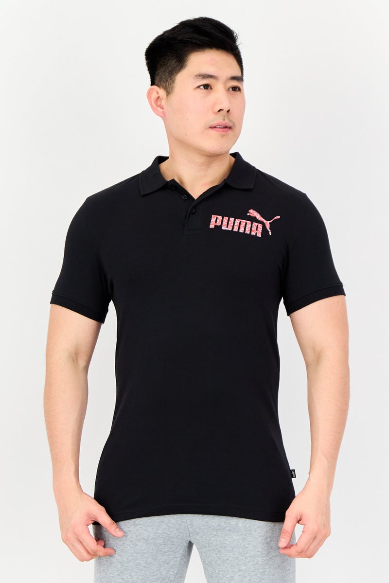 PUMA Men Slim Fit Brand Logo Short Sleeves Outdoor Polo Shirt, Black - Image 1
