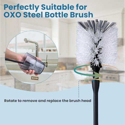 RIMAY Steel Bottle Brush Refills for OXO Stainless Steel Bottle Brush Only, 4 Pack Bottle Brush Replacement Head for Clean Water Bottle, Baby Bottle, Glasswares, Mugs - Image 2