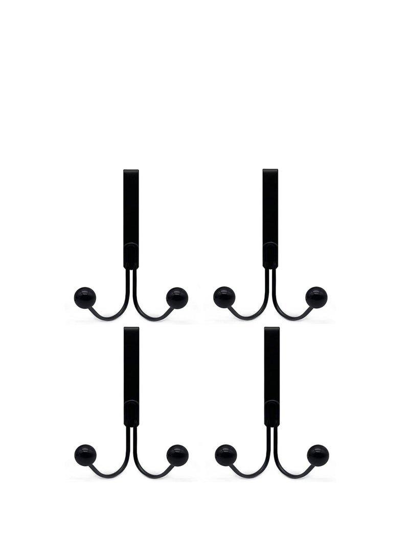 Over The Door Hooks for Clothes Metal Over The Door Hanger 2 Hooks Over Door Hooks for Hanging Coat Bag Robe Hat Scarf Black - Image 1