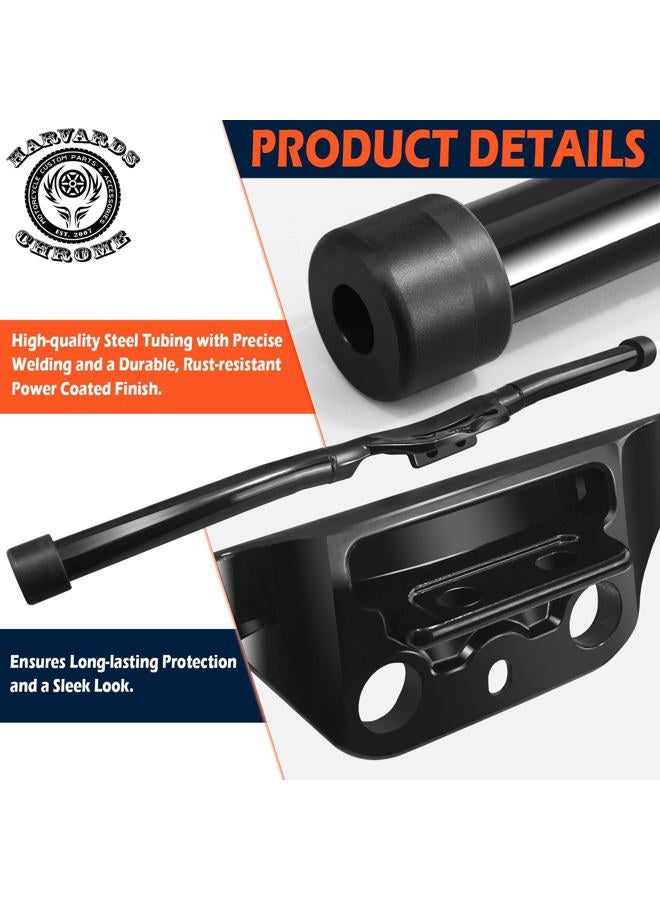 Harvards Chrome Black Engine Guard Front Crash Bar Protector Flat-Out Compatible with 18-25 Softail Low Rider Breakout Fatboy Models - Image 4