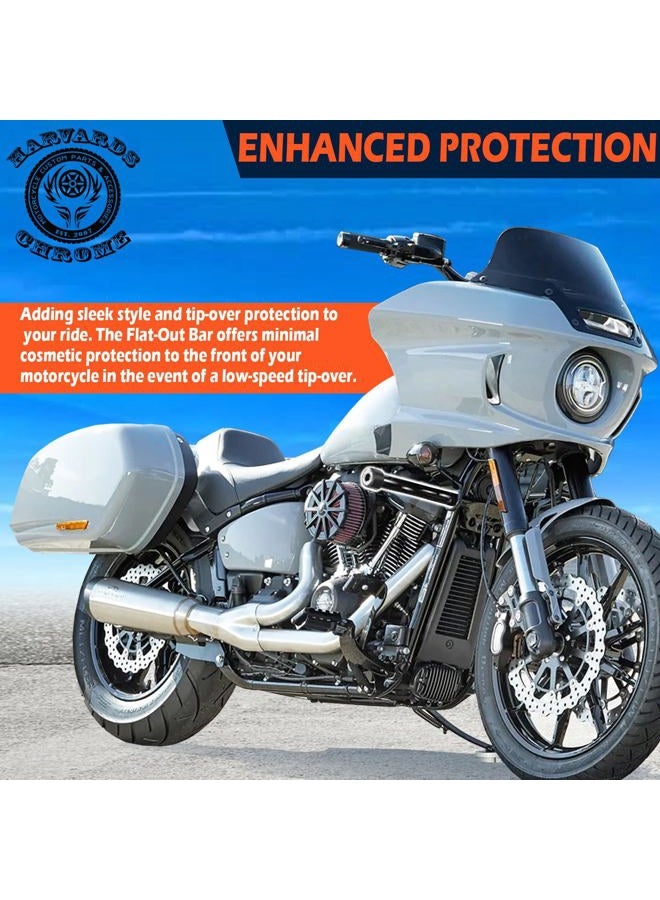 Harvards Chrome Black Engine Guard Front Crash Bar Protector Flat-Out Compatible with 18-25 Softail Low Rider Breakout Fatboy Models - Image 3