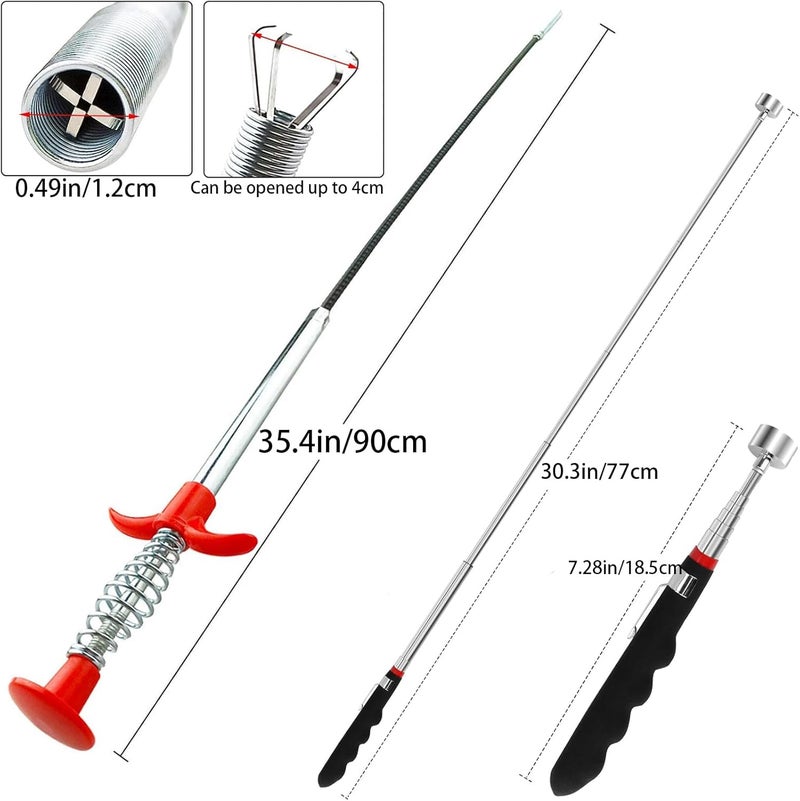 Domejo Magnetic Pickup Tool and Grabber Set, 35-inch Flexible Claw, 30-inch Telescoping Magnet with 20lb Pull Force - Image 2