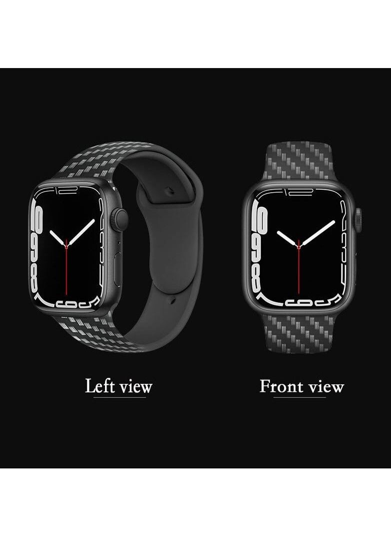 TWEGGON - Apple Watch Band 46mm/45mm/44mm/49mm Carbon Fiber Texture Band Strap for Apple watch Series 9/8/7/6/SE/5/4/3 Compatible with 46mm/45mm/44mm/49mm/49mm - Image 1