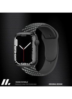 Apple Watch Band 46mm/45mm/44mm/49mm Carbon Fiber Texture Band Strap for Apple watch Series 9/8/7/6/SE/5/4/3 Compatible with 46mm/45mm/44mm/49mm/49mm
