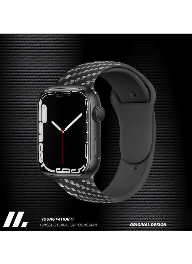 TWEGGON - Apple Watch Band 46mm/45mm/44mm/49mm Carbon Fiber Texture Band Strap for Apple watch Series 9/8/7/6/SE/5/4/3 Compatible with 46mm/45mm/44mm/49mm/49mm - Image 1