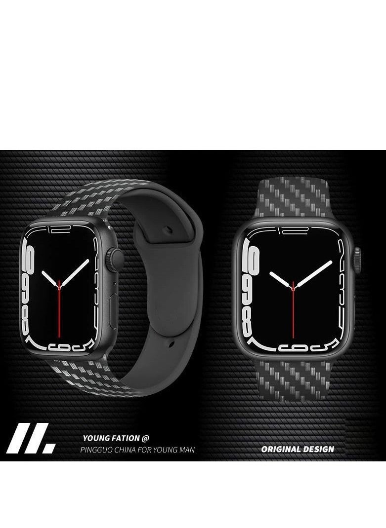 TWEGGON - Apple Watch Band 46mm/45mm/44mm/49mm Carbon Fiber Texture Band Strap for Apple watch Series 9/8/7/6/SE/5/4/3 Compatible with 46mm/45mm/44mm/49mm/49mm - Image 1