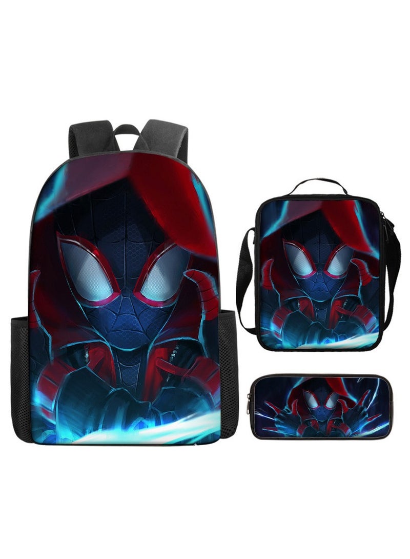 Naruto Spiderman Hero Cartoon Backpack Three-Piece Set 29*42*16cm