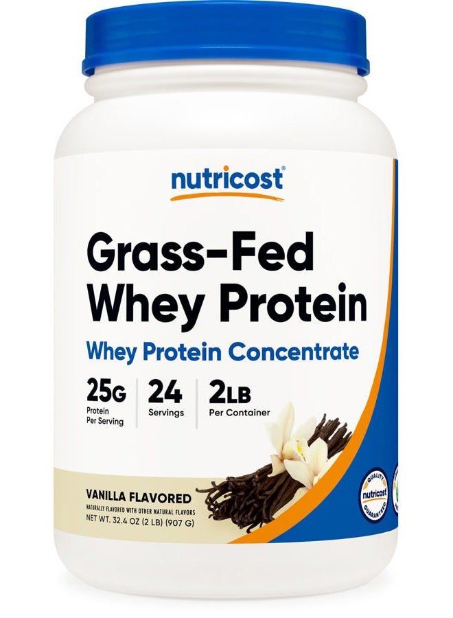 Nutricost Grass-Fed Whey Protein Concentrate (Vanilla) 2LBS - Undenatured, Non-GMO, Gluten Free - Image 1