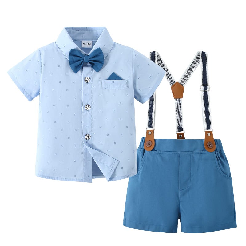 nilikastta nilikastta Baby Suspender Baby Boy Shorts Baby Boy Dress Outfit Set Summer Formal Short ShirtBowtieSuspender 1824 Months