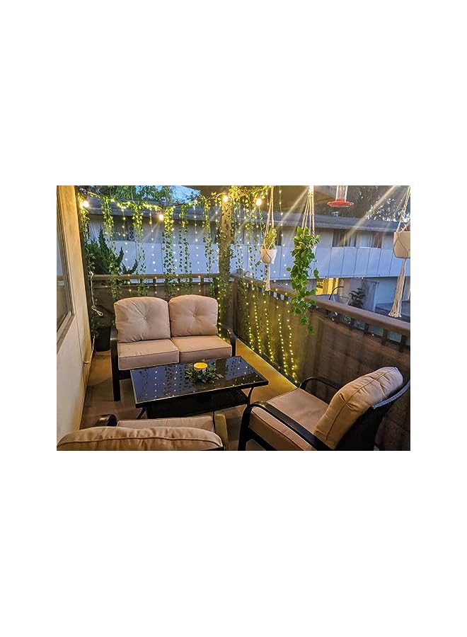 The Bros أضواء الستائر لغرفة النوم، أضواء متلألئة 300 LED قابلة للتعتيم لأضواء الجنيات للخلفية مع جهاز تحكم عن بعد ومؤقت، 8 أوضاع، تعمل لحفلة الهالوين والزفاف والحديقة المنزلية والجدار (أبيض دافئ) - Image 4