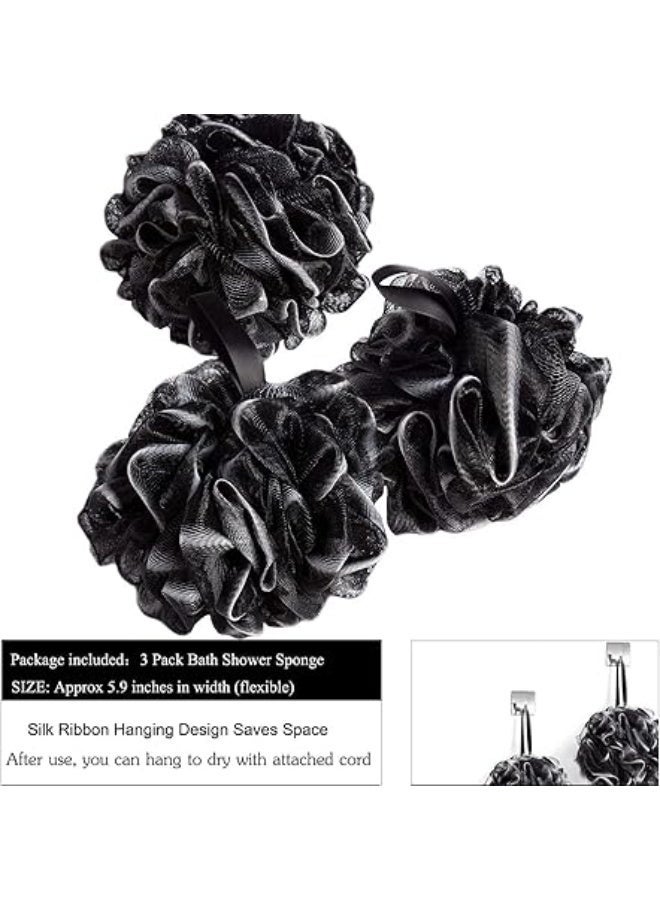 3 Pack Bath Shower Sponge Exfoliating Pouf Loofahs Shower Scrub Mesh Body Brush Ball for Women Men Clean Soothe Skin (50g/pcs) - Image 3