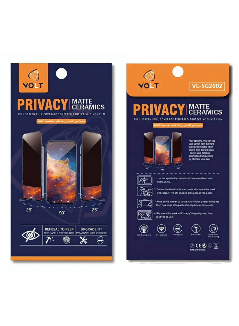 VOLT Matte Ceramic Privacy Tempered Glass Screen Protector for iPhone 14 Pro Max - Image 3