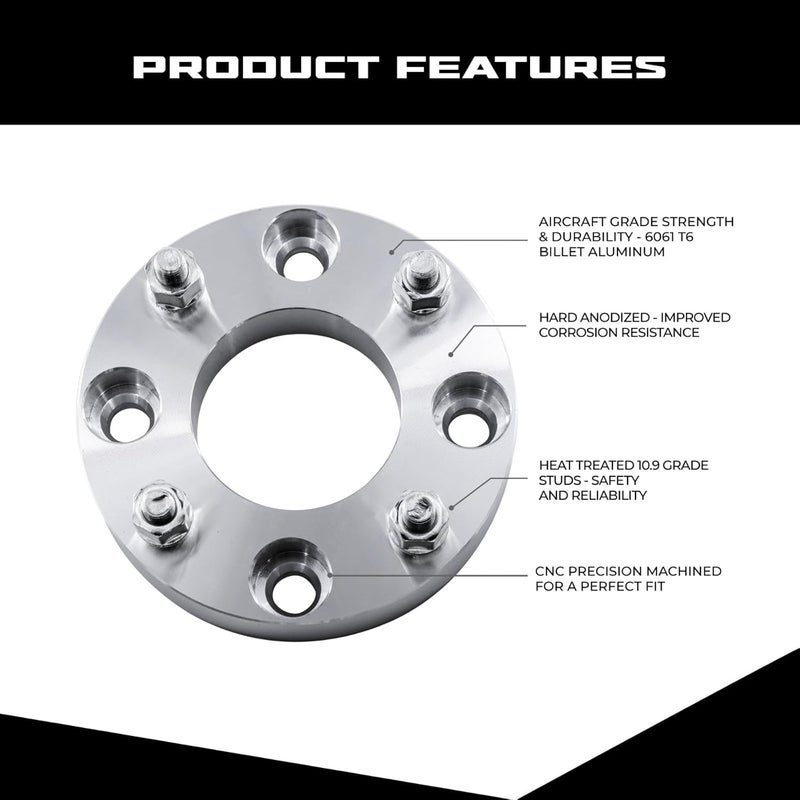 ezaccessory 2 Wheel Adapters Spacers 4x4.25 to 4x4.25 (4x108 to 4x108) Thickness 1 Inch - Image 3