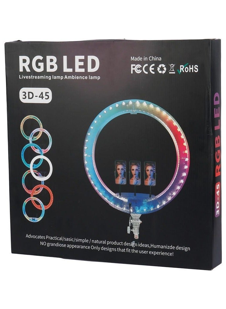 3D-45 RGB Ring Light With 360 Degree Free Rotation Free Adjustment And Eye Protection For Vlogging Reels And Photography - Image 1