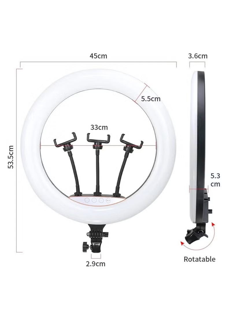 ثري دي ضوء حلقة MJ-45 RGB مع دوران حر 360 درجة وتعديل مجاني وحماية العين لبكرات تسجيل الفيديو والتصوير الفوتوغرافي - Image 3