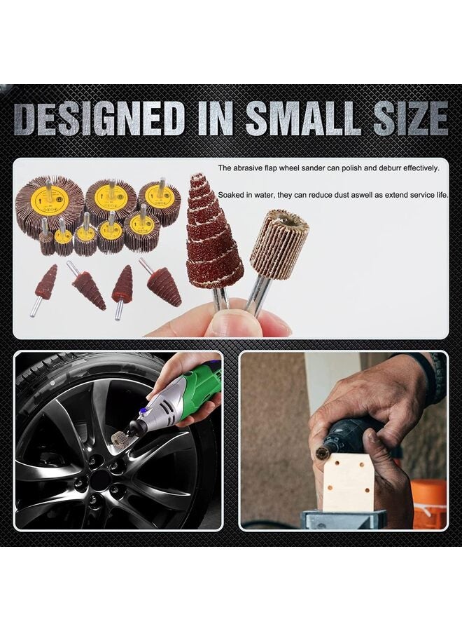 Abrasive Flap Wheel Sander Set, 1/4”Shank Flap Sander for Drill, Flap Wheel Sander Drill Attachment, 80 Grit Flap Wheels - Image 3