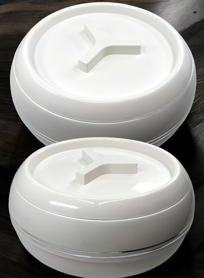JAYPEE Palazio 2 Piece Food Warmer Insulated Casserole Hot Pot Set White -2500ml each - Image 1