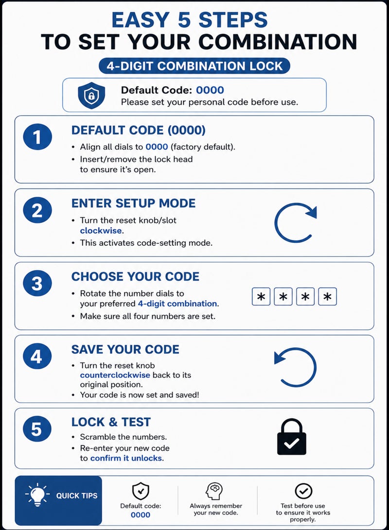 DBLEW Bicycle Combination Lock – Durable 4-Digit Code Lock for Bikes, Scooters & E-Bikes, Anti-Theft Steel Cable - Image 5