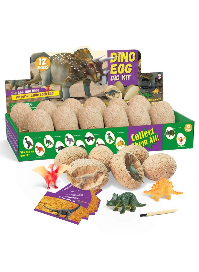Arabest Dinosaur Eggs Dig Kit 12 Pack Discover 12 Different Dinos Archaeology and Paleontology Toy Dino Egg Excavation Kit STEM Toys for Boys Girls Kids Gift - Image 2