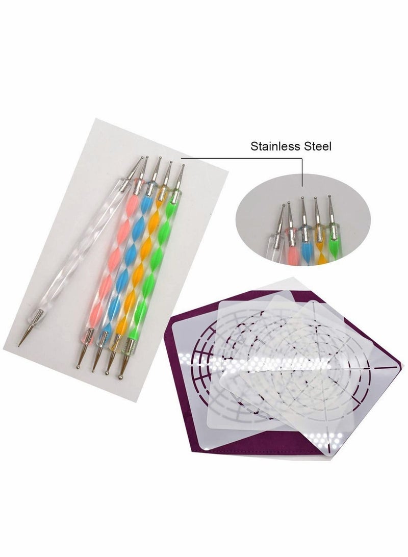 Excefore 33PCS Stencils For Painting Dotting Tools Set, Mandala Stencil, Silicone Stylus Ball Stylus and Paint Tray with Black Cardboard for Rocks Painting, Nail Dotting, Nail Decals, Drawing  - Image 3