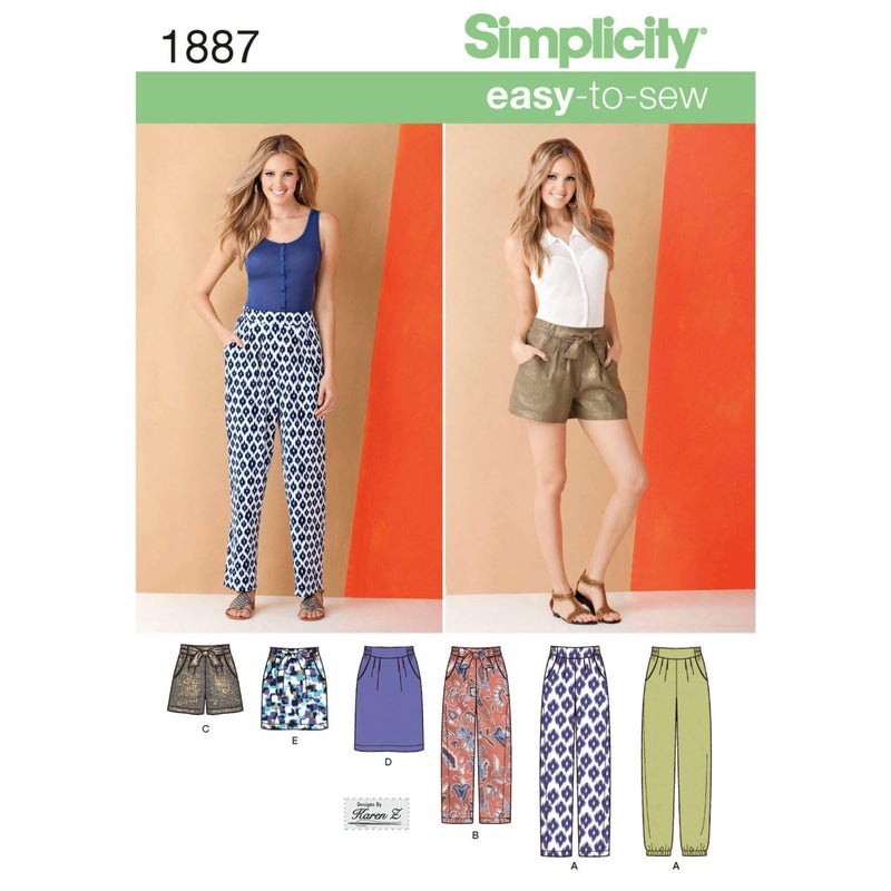 Simplicity Easy to Sew Womens Pants Shorts and Skirt Sewing Patterns by Karen Z Sizes 1624