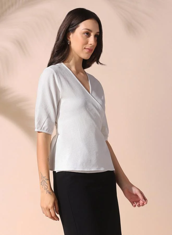 دينيس لينغو بلوزة نسائية بيضاء بوليستر سادة مقاس عادي