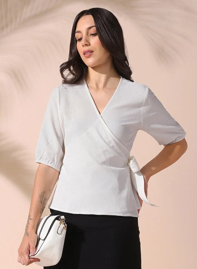 دينيس لينغو بلوزة نسائية بيضاء بوليستر سادة مقاس عادي