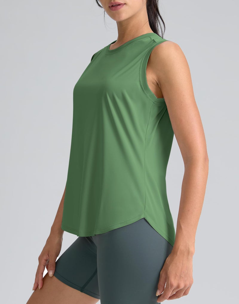 SANTINY Women's Sleeveless Workout Tops Breathable Lightweight Active Tennis Yoga Shirts Athletic Running Tank Tops for Women (Green_M) - Image 4