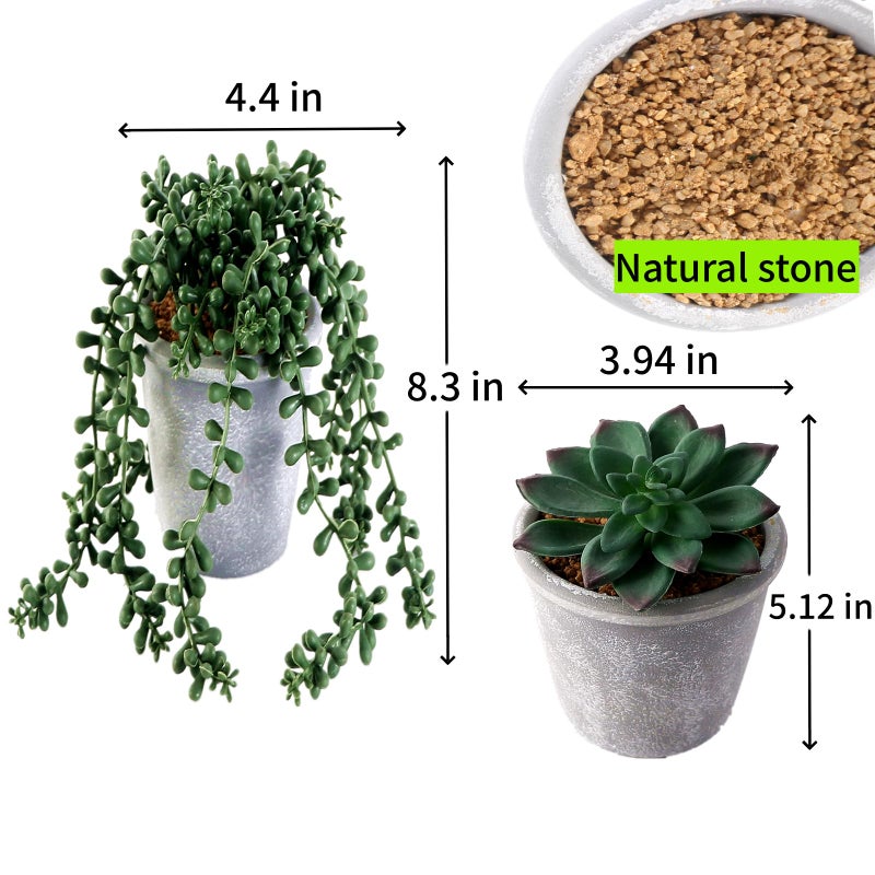 COTSEN 3 Pcs Artificial Succulents Potted Plants Assorted Fake Succulents Potted for Family Office Garden Interior Decor - Image 3