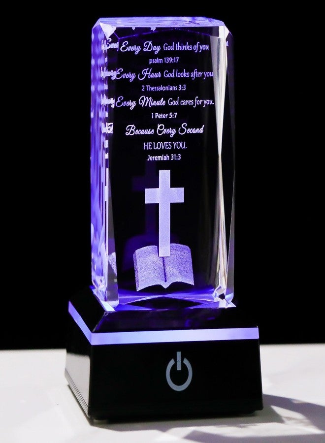 Movdyka 3D Crystal Christian Gifts for Women Men Inspirational Bible Verse Religious Keepsake with Colorful LED Night Light, Encouragement Spiritual Gifts for Women on Birthday Christmas - Image 1