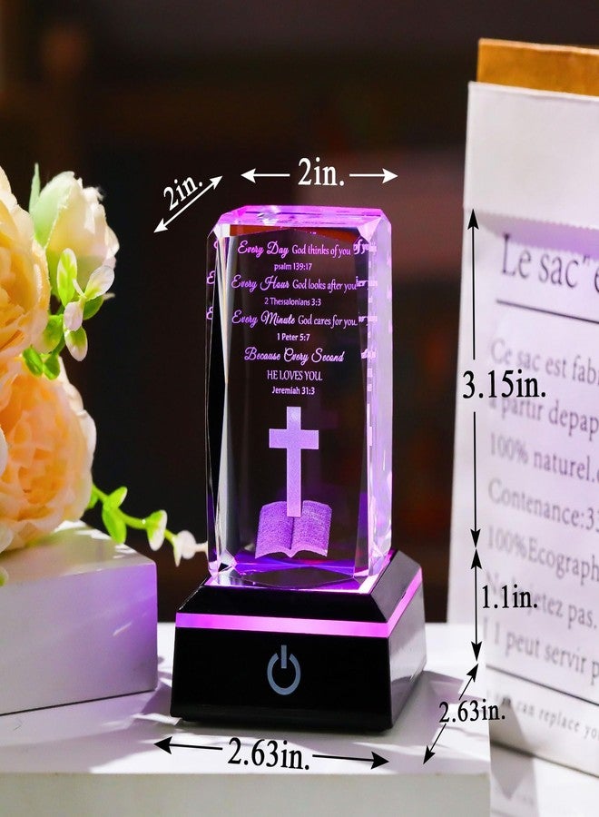 Movdyka 3D Crystal Christian Gifts for Women Men Inspirational Bible Verse Religious Keepsake with Colorful LED Night Light, Encouragement Spiritual Gifts for Women on Birthday Christmas - Image 5