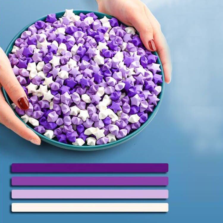 Hvogvok Origami Paper Stars, Colorful Handcraft Origami Lucky Star Paper DIY Paper Arts Creativity Hand Art Crafts (Purple gradient (1350) sheets) - Image 3
