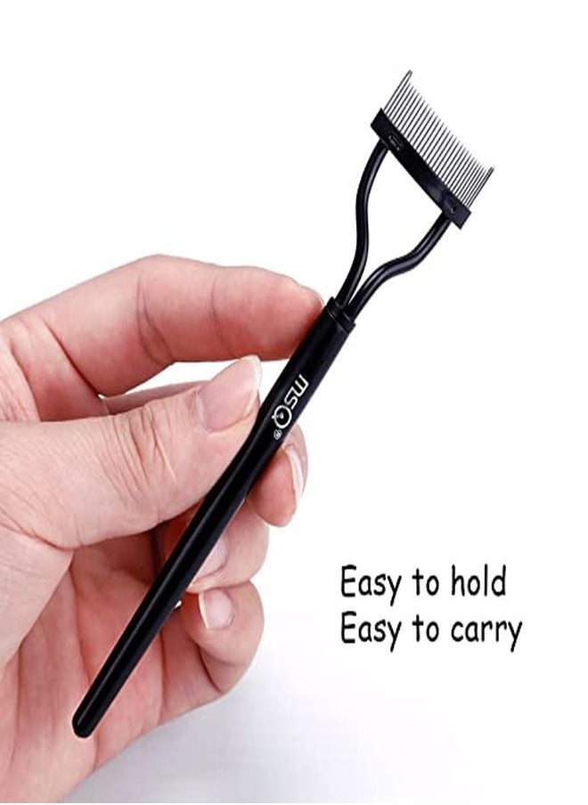 MSQ - Lash Comb Eyebrow Brush Msq Eyelash Separator Mascara Applicator Eyelash Definer With Comb Cover Arc Designed Cosmetic Brushes Tool Black - Image 1