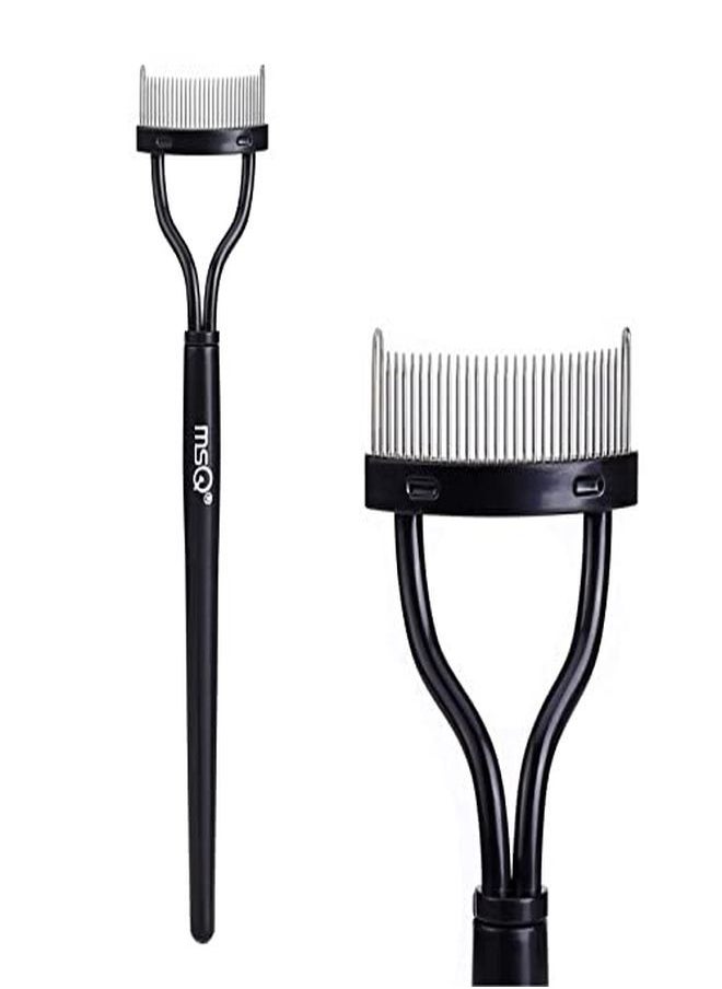 MSQ - Lash Comb Eyebrow Brush Msq Eyelash Separator Mascara Applicator Eyelash Definer With Comb Cover Arc Designed Cosmetic Brushes Tool Black - Image 1